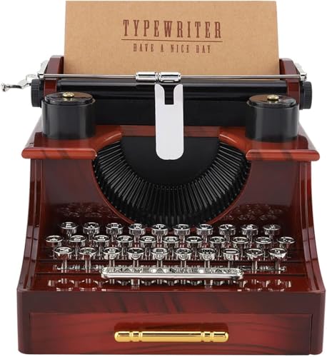 Image of AUGEN Exclusive Music Box Musical 360 rotatable Carousel Children's Wooden Men and Women Birthday Creative Christmas Valentine's Day Gift Home Decoration (Typewriter)