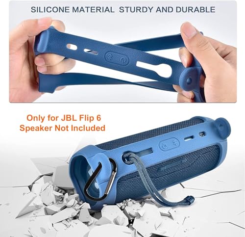 Image of VERTUS Carrying Case for JBL Flip 6 || Silicone Case Cover for Jbl Flip 6 Speaker, with Shoulder Strap, Waterproof, Shockproof Features (Blue)