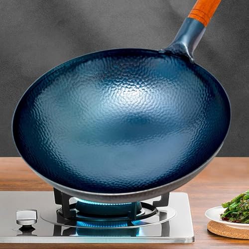 Wok chino tradicional de hierro forjado 32 cm miniatura 2