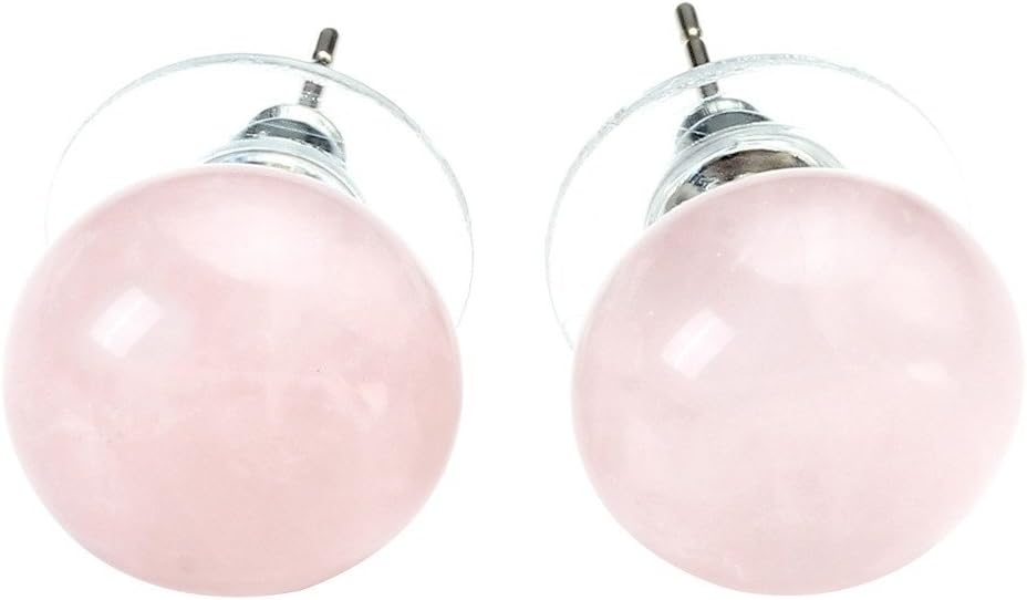 Jovivi 3pairs Womens Natural Amethyst/Rose Quartz/Green Aventurine Round Abacus Ball Crystal Beads Chakra Stud Earrings - Image 3