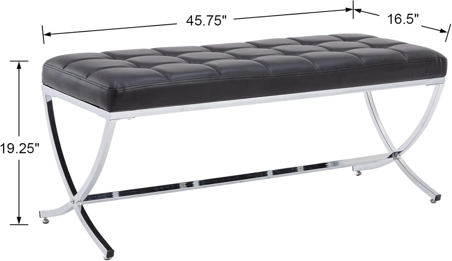 EALSON Modern Entryway Bench Leather Upholstered Dining Bench with Metal Base Button Tufted Ottoman Bench with Padded Seat Accent Foot Bench for Bedroom End of Bed/Living Room, Black