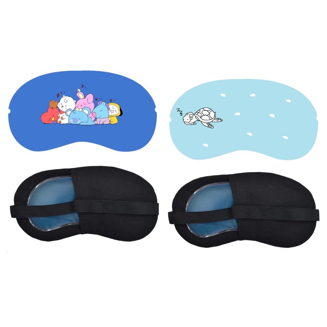Aoxeria Kawaii Friends, Minimal Fish Sky Sleeping Eye Mask Combo, Soft Comfortable Light-Blocking Eye Cover for Women, Men & Kids, Reusable Blindfold for Night Sleep, Nap, Travel, Flight (Pack of 2)-image-41