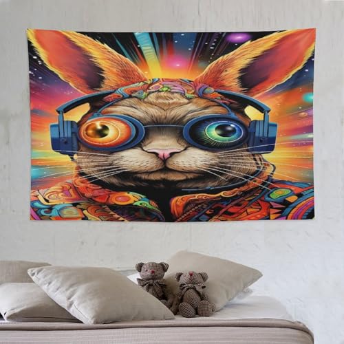 Lapin tapisserie murale pour salon et chambre : grand tissu decoration douceur