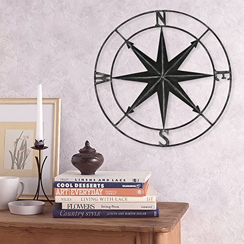 Aboxoo Round Metal Compass Decorative Compass Metal Wall Art Hanging Wall Sculpture 11 Inch Black Diameter Farmhouse Decor Indoor Or Outdoor Sign thumb #3