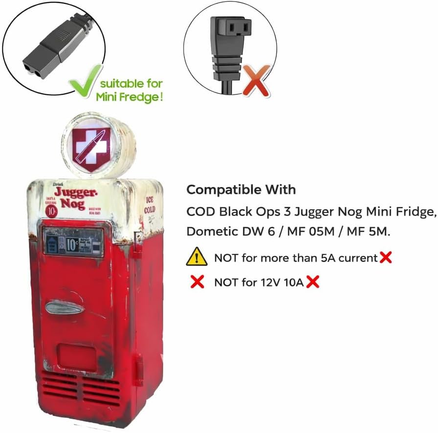 12V 5A Mini Fridge AC/DC Adapter for Juggernog Edition GF15232, COD Call of Duty Black Ops 3 Mini Fridge, idea Planet EF8228, MNBX4 Desk Ionchill 8752 7723 WineCooler Power Supply Charger