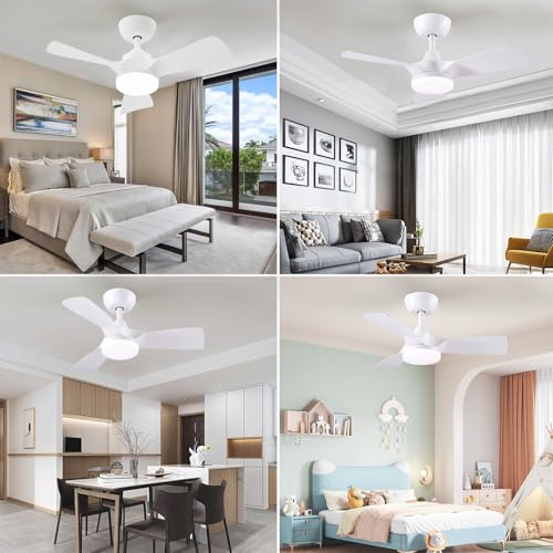 Ventilateur de plafond blanc 81 cm CJOY avec éclairage LED et télécommande