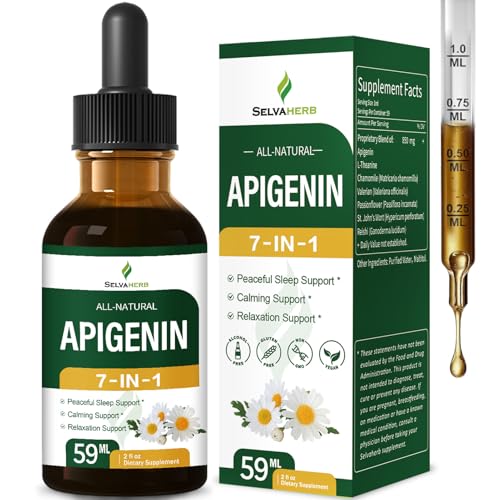 Apigenin Sleep Supplement Drops with Chamomile L‑Theanine Valerian Passionflower (2 oz)