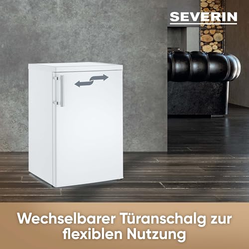 SEVERIN Vollraumkühlschrank, inkl. moderner LED Beleuchtung, 2 x höhenverstellbare Abstellflächen, große Veggiebox, extrem leise - 41 dB, 120 L Nutzinhalt, weiß, VKS 8808