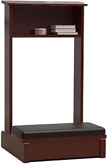 Solid Wood Prayer Bench Table Prayer Bench Stool with Shelf and Cushion Personal Padded Kneeler for Kneeling at Home & Church, 19.6x16.9x31.5in