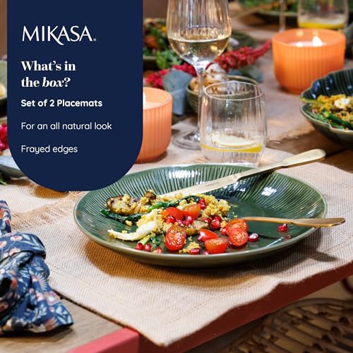 Mikasa 2pc Jute Rectangular Placemats, Natural, 35cm x 45cm, Tagged, Beige - Image 3