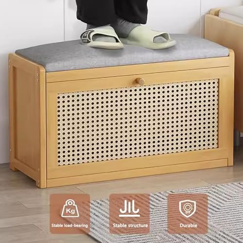Banc à chaussures en bois industriel avec rangement et siège confort