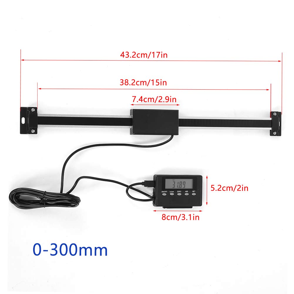 Lectura digital,Kit de lectura de pinza digital, 0-300mm DRO LCD remoto calibrador de escala lineal,pinza de aluminio alta precisión, medida para molino/torno lineal magnético