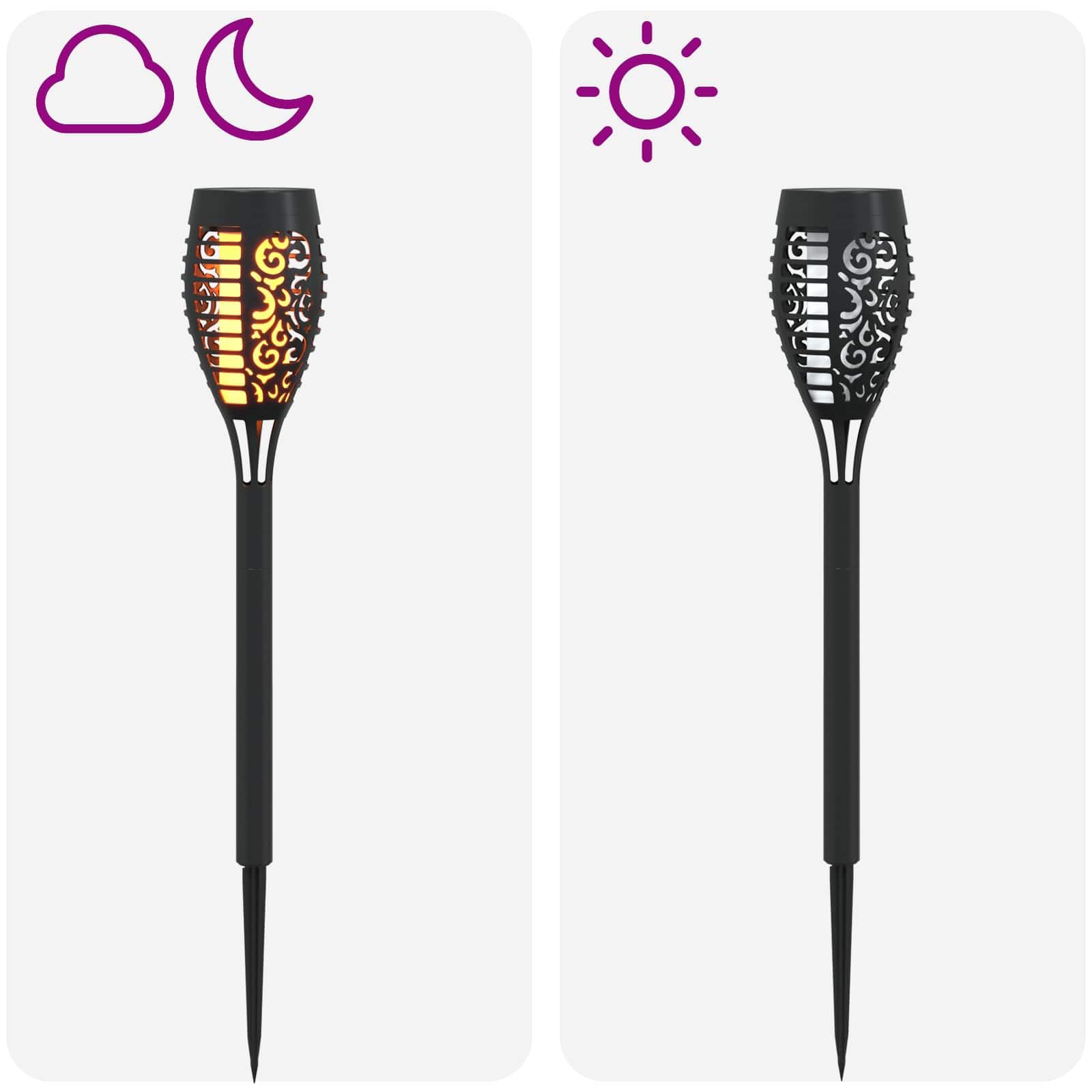 vidaXL Zewnętrzne lampy solarne ze szpikulcem podłogowym, 12 szt., 47,5 cm, nowoczesne oświetlenie ogrodowe, odporne na warunki atmosferyczne, solarne lampy LED, do podjazdów i szczytów, przyjazne dla