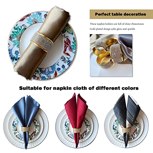 Silver Diamond Glod Napkin Rings Set, Rhinestone Napkin Holder For Dining, Easter, Thanksgiving, Wedding,Bling Cloth Holder Full Of Crushed Diamond,Party Of Table Setting Home Decor (6) #TOP4