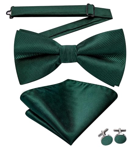 Image of Dubulle Mens Paisley Striped Bowtie Set Pre-tied Bowtie for Men and Pocket Square Set Wedding Business