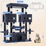 Hey-brother Tour de l'arbre de chat, gros postes de scratching sisal avec grande plate-forme, 3 Condos spacieux, Hammock en peluche, Jouet, 56.7 Meubles multi-niveau de inches pour adultes en intérieur Maine Coon, Smoky Gray MPJ083G