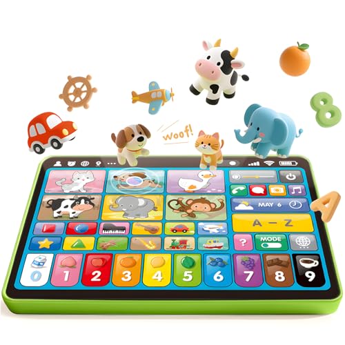 hahaland Multilingual (EN/DE/FR/IT/ES) Baby Learning Tablet for 1 Year Old+ Boys & Girls, Musical Educational Toys, Interactive Kids Tablet with Sounds, Songs, Piano, Q&A Games, Learning Toy Gifts