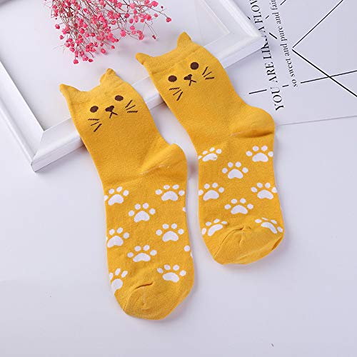 Leotruny Women's Colorful Cute Cat Crew Socks With Gift Box (X-5Pairs-Footprint Design) #TOP3