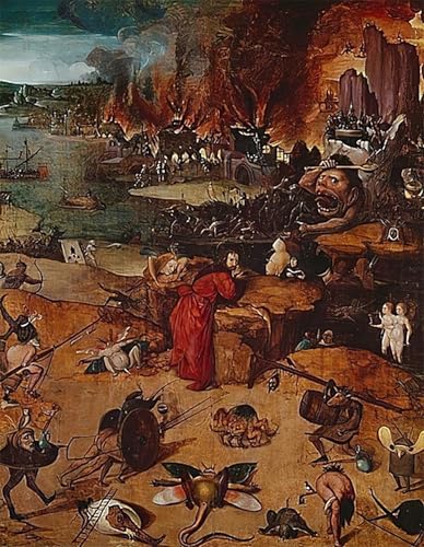 Pintura mural el jardín de las delicias, lienzo vintage de 60x90cm para salón