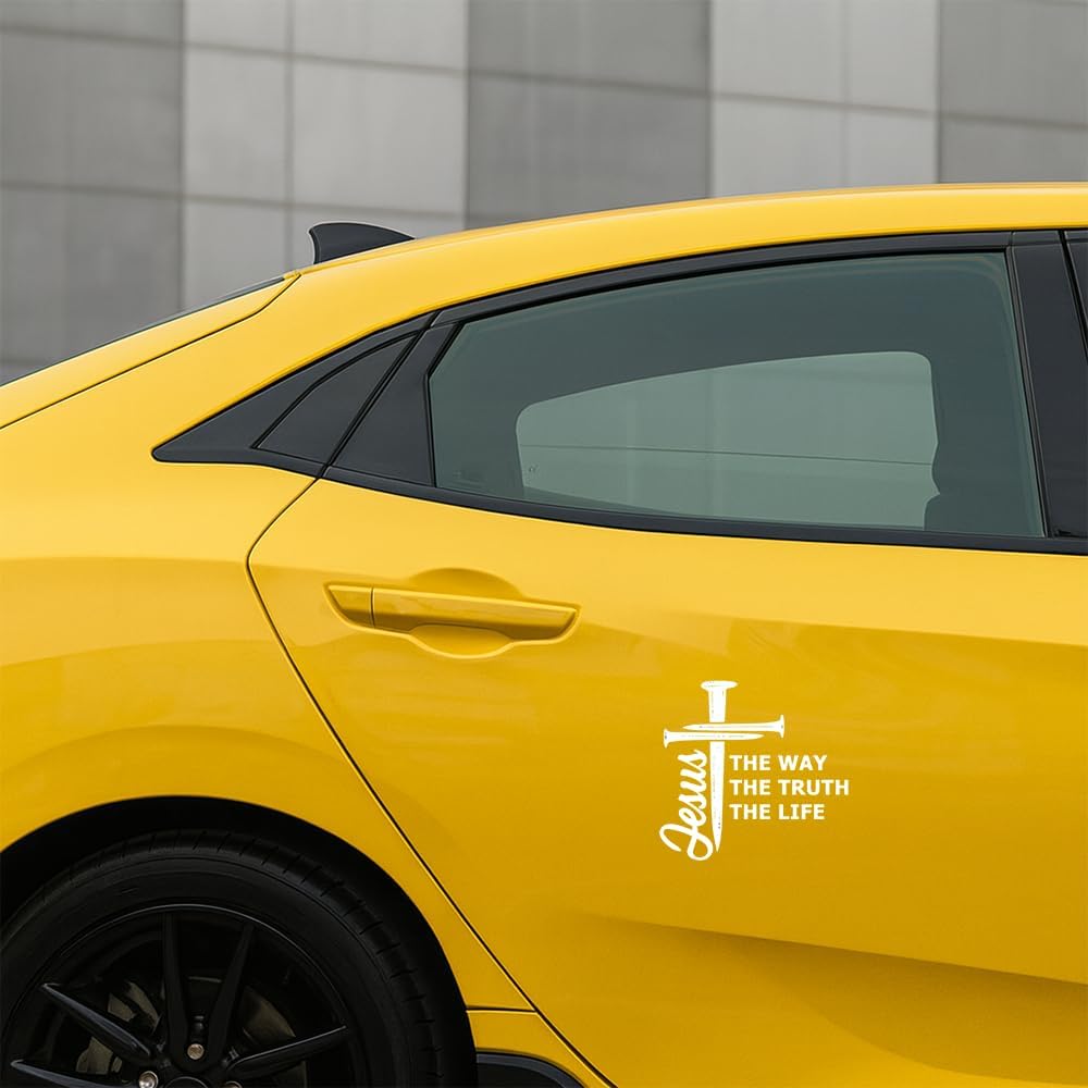 Christian Jesus Decal 7x7in – “The Way The Truth The Life” – Waterproof Vinyl Sticker for Car Window, Laptop, Motorcycle, Helmet – Removable Religious Quote for Believers - Image 6