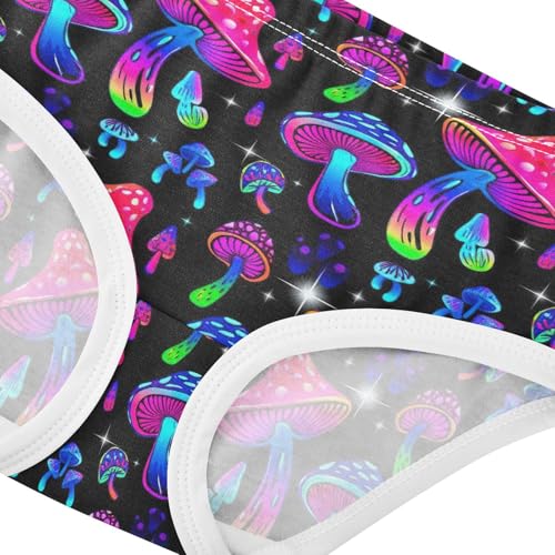 Joisal Cartoon Mushrooms Rainbow Black Little Girl Panties Toddler Underwear Floral Cotton Cartoon Briefs Girls Undies 2t4
