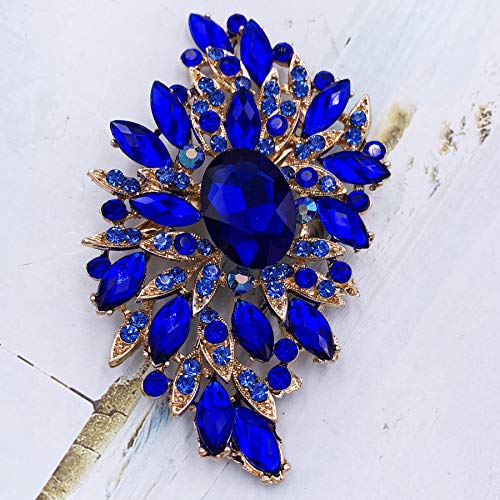 Image of SELOVO Big Large Leaf Brooches and Pins Scarf Decoration Gold Tone