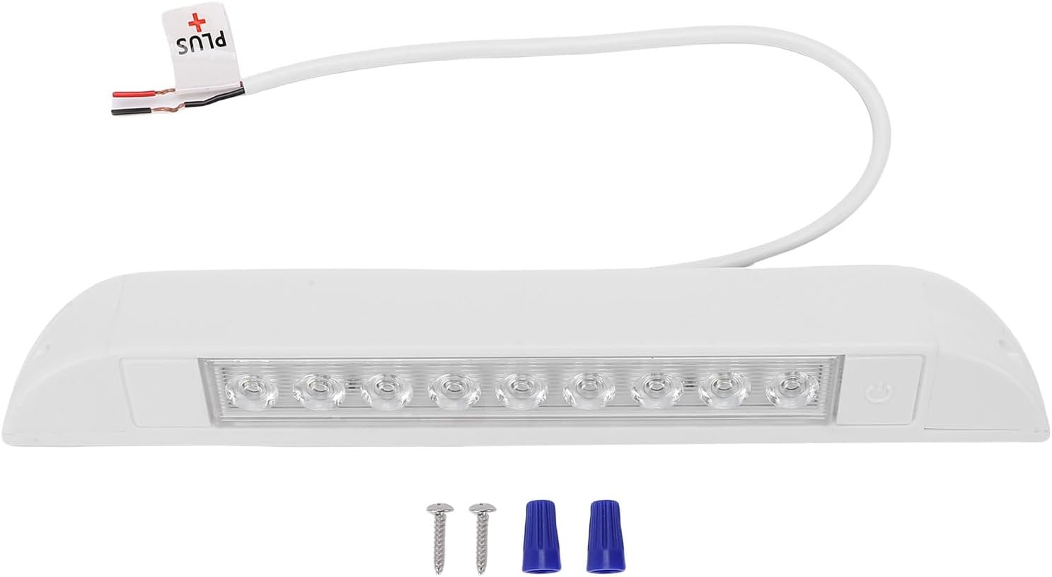 10 Inch RV LED Awning Porch Light, Cool White 450 LM Utility Light Fixture for Truck Trailer Camping Car, with Hidden Fasteners or Screws, Slim Design, Power Switch, SMD 2835 9 (White with