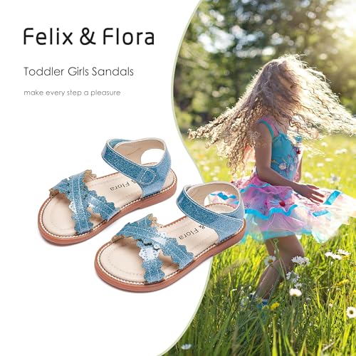 Image of Felix & Flora Toddler Girl Sandals - Little Girl Easter Dress Shoes Lightweight Open Toe Beach Holiday Flats