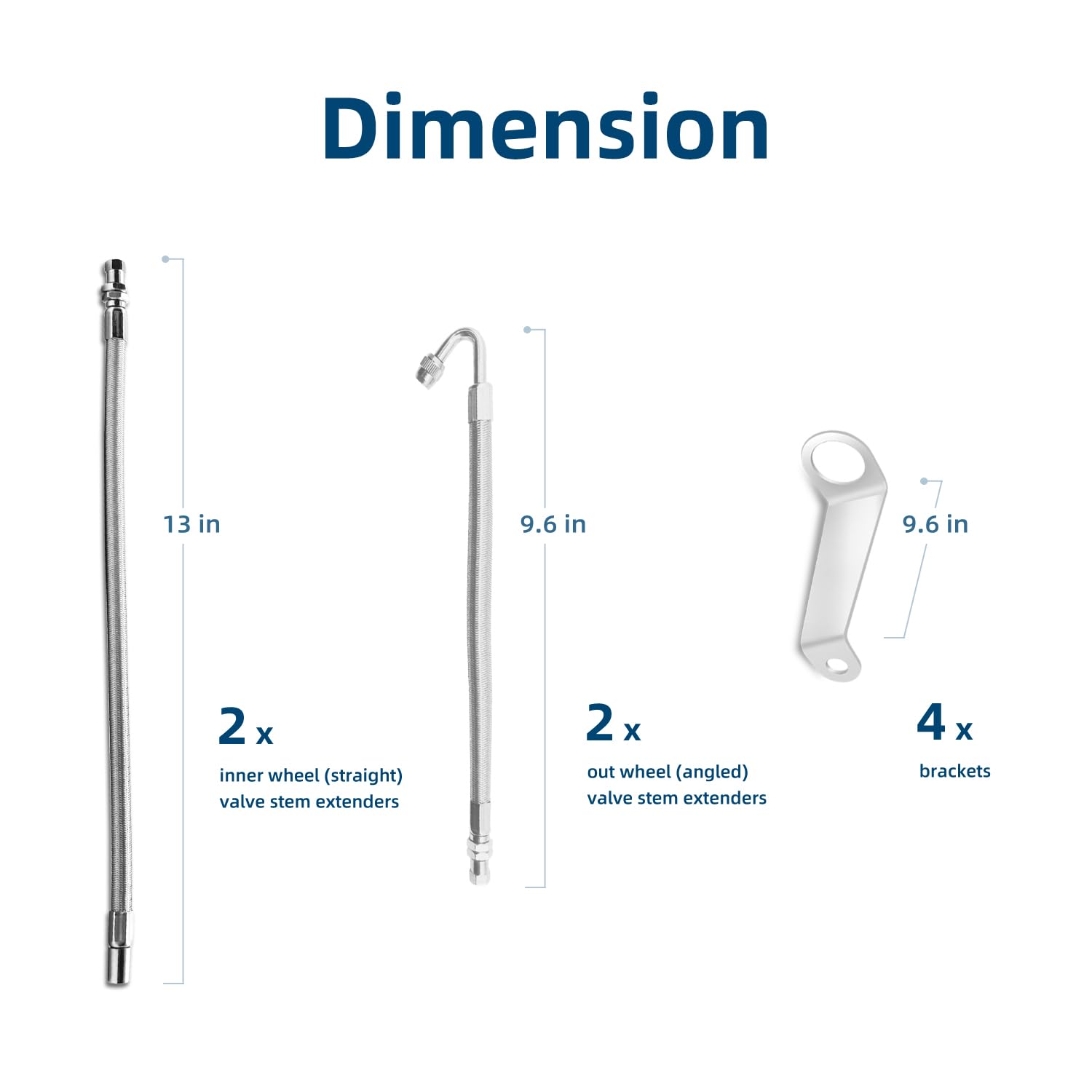 Kit de inflado de Aire de neumáticos Dobles, extensión de válvula de neumático, Extensores de vástago de válvula, extensión de vástago de válvula, fácil conexión a válvulas y Equipos de neumáticos y