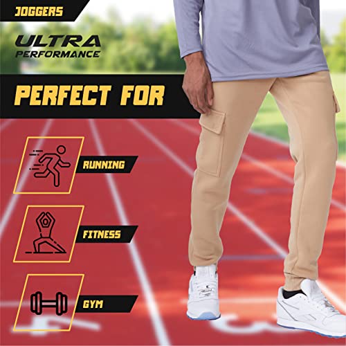 Ultra Performance 3 Pack Mens Sweatpants, Fleece Cargo Joggers For Men With Pockets #TOP3