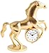Produktbild Dawn Analog Miniaturuhr Tischuhr Standuhr mit Quarzwerk und Motiv Pferd 300402000003 Goldfarbiges Gehäuse 7,3 cm