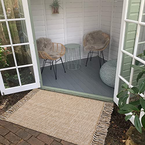 Collive Small Bathroom Rug, 2' X 3' Hand-Woven Low Profile Front Entryway Rug, Tan Cotton Reversible Washable Kitchen Mat Modern Farmhouse Carpet For Foyer Bedroom Back Door Decor #TOP5