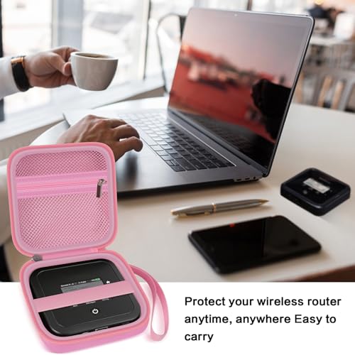 Image of Travel Router Case Compatible with NETGEAR Nighthawk M7 Pro / M6 M6 Pro MR6150 6500 / M5 5G MR5200 5100 / M1 M2 Mobile Hotspot. WiFi Router Storage Carrying Holder with Mesh Pocket (Box Only) (Pink)