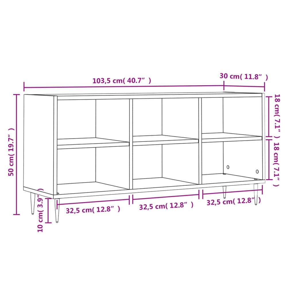 vidaXL Szafka pod TV, szary dąb sonoma, 103,5x30x50 cm