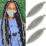 Spring Twist Hair Gray Marley Twist Braiding Hair 16 Inch Springy Afro Twist Hair for Faux Locs Passion Twist Hair Distressed Butterfly Locs 3 Pack Grey Crochet Hair for Black Women (16in 3P Gray)…