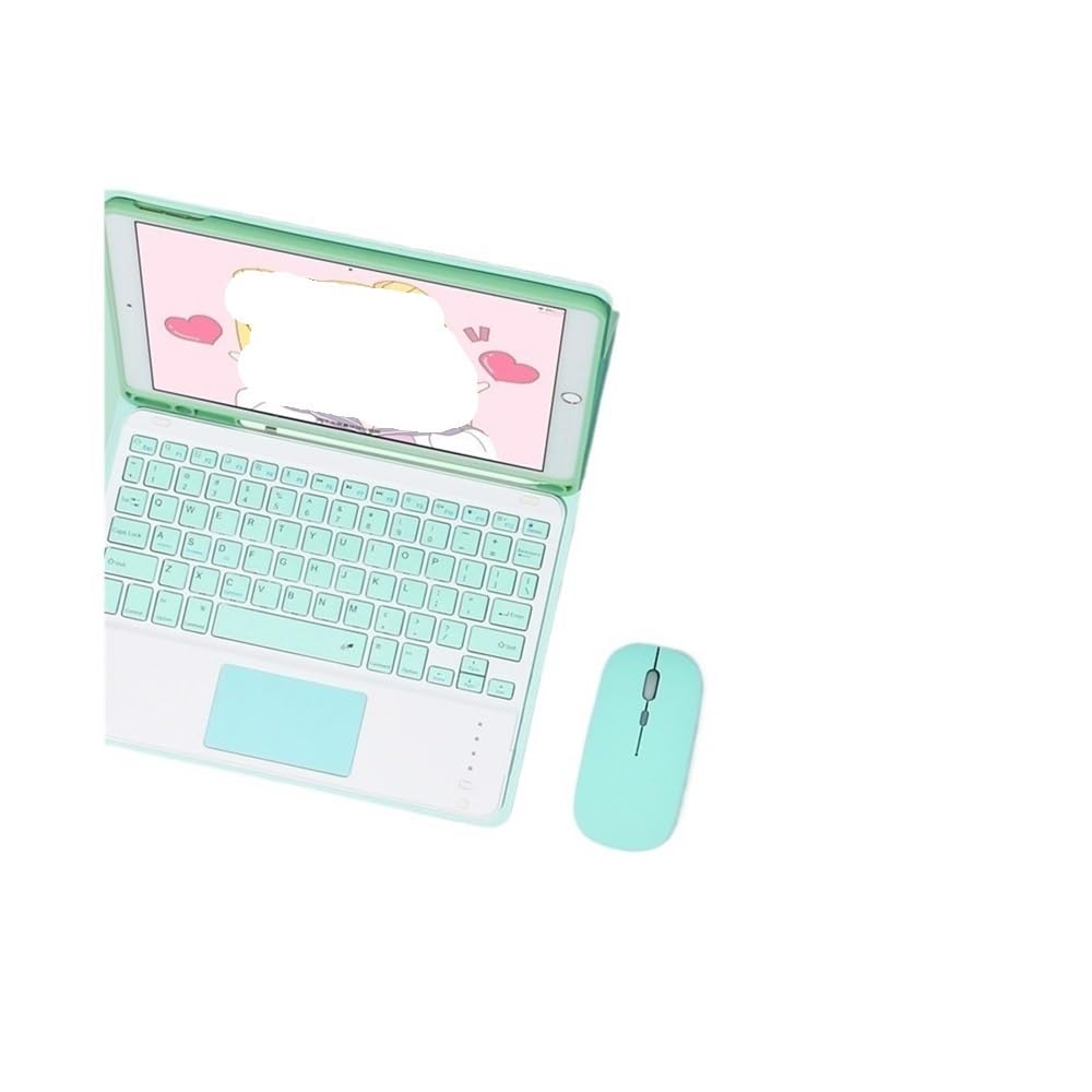 Funda para iPad Air 11 y 10.9 pulgadas con teclado táctil cuadrado y ratón verde 7