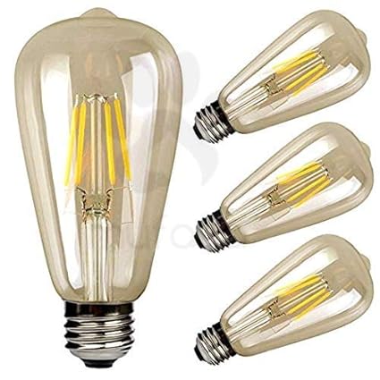 Mufasa 4-Watts e27 Screw Base 14cm LED Edison Vintage Antique Glass Light Bulb Decoration, Pendant Lamps, Chandeliers Yellow;Amber Light (Pack of 4)