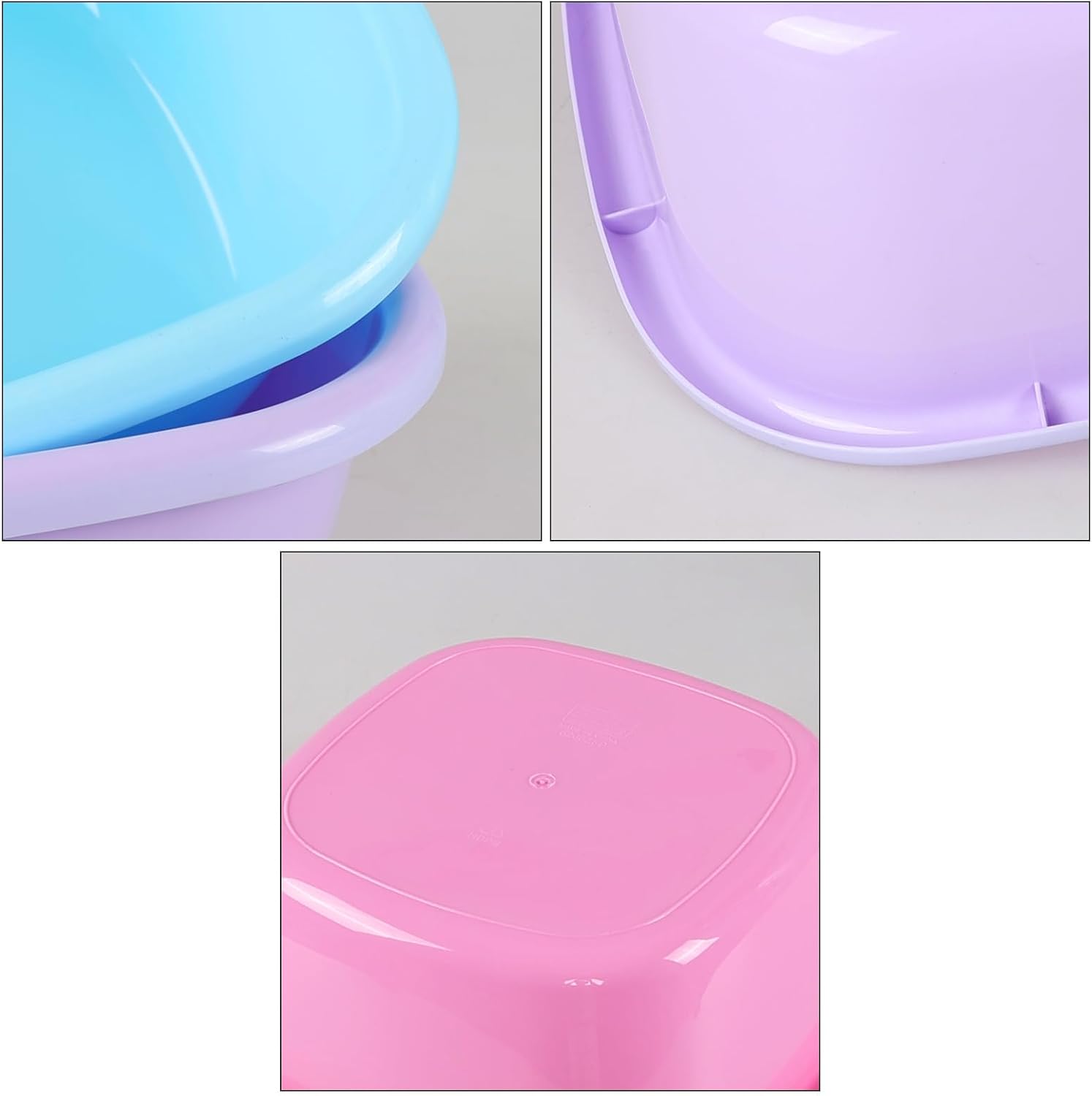 12 Quart Square Plastic Dish Pans, Set of 4 Small Plastic Dish Wash Basins
