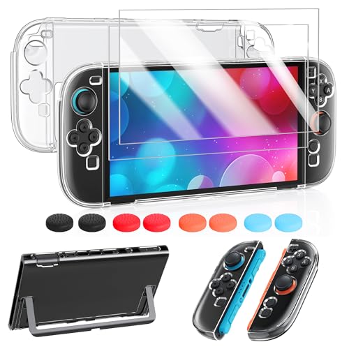 FYOUNG Protective Case for Nintendo Switch 2 2025, Switch 2 Case Slim Hard Shell Accessories, Scratch&Shock Protection Cover with Screen Protector, 8 Thumb Grip (Clear, Switch 2 7.9inch) by FYOUNG - Used condition - US$17.09