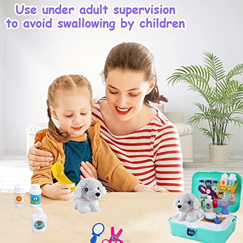 Teuvo TOY-008 Pet Care Play Set Doctor Kit For Kids, 16 Pcs Doctor Pretend Play Vet Dog Grooming Toys Puppy Dog Carrier Feeding Dog Backpack Gifts For Girls Boys 3-7 Years Old thumb #3