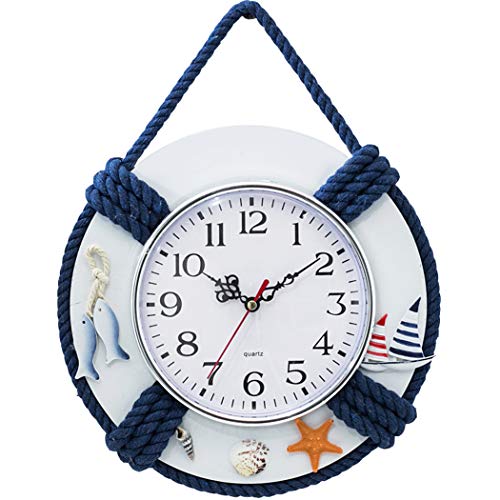 SWHONG Orologio da parete in stile mediterraneo Decorazione per la casa Soggiorno Volante rotondo in legno Mestiere da parete Decorazione per appendere per la casa di nozze