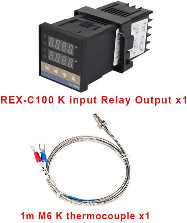 REX-C100 Digital PID Temperature Controller Thermostat + SSR 40DA/Relay Output + K Thermocouple 1m Probe +Heat Sink(Set 2)