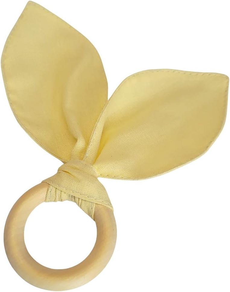 Set of 4 Pastel Yellow Fabric Bunny Ears Napkin Rings