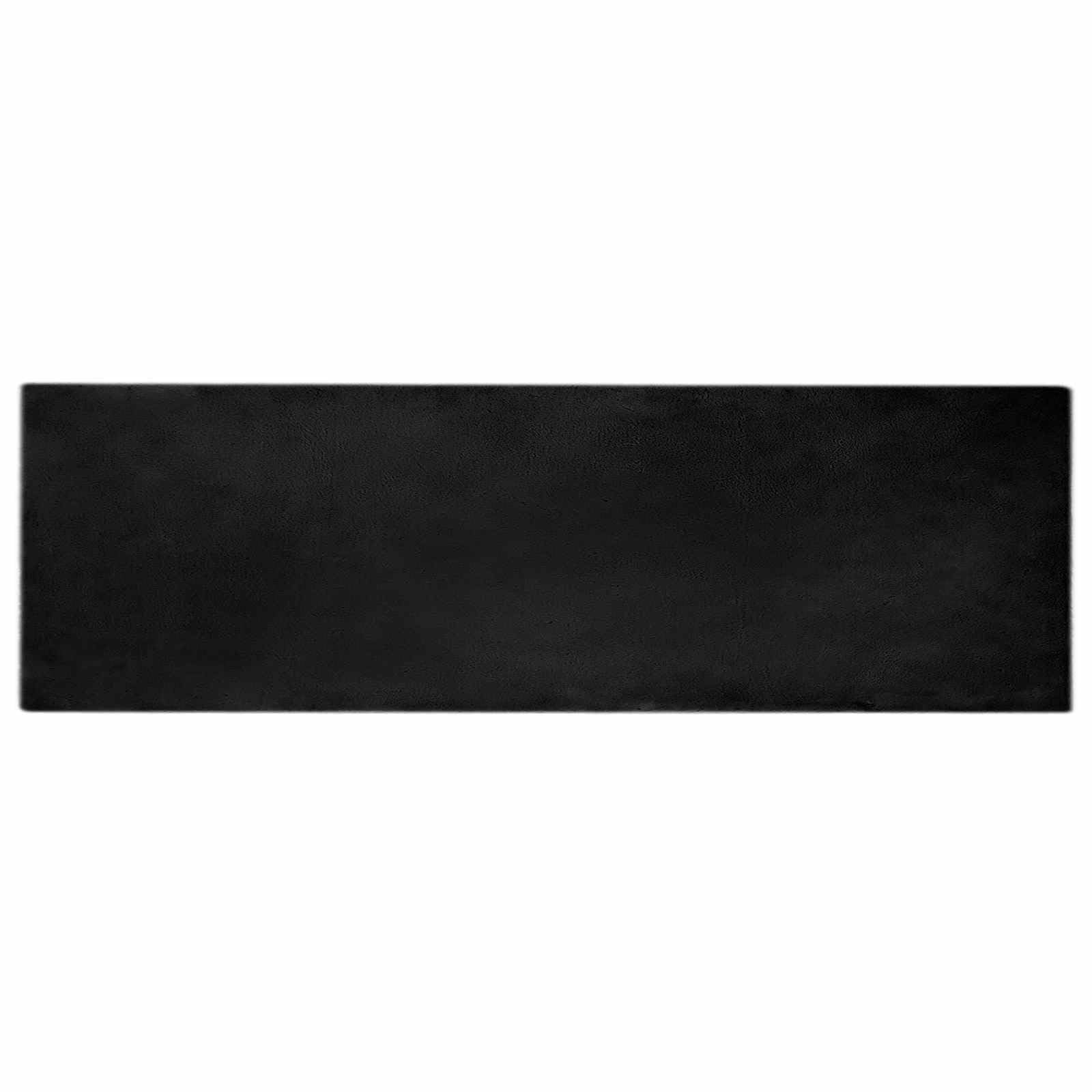 Tapis de couloir moelleux et doux en fausse fourrure noire 80x250 cm pour entrée chaleureuse