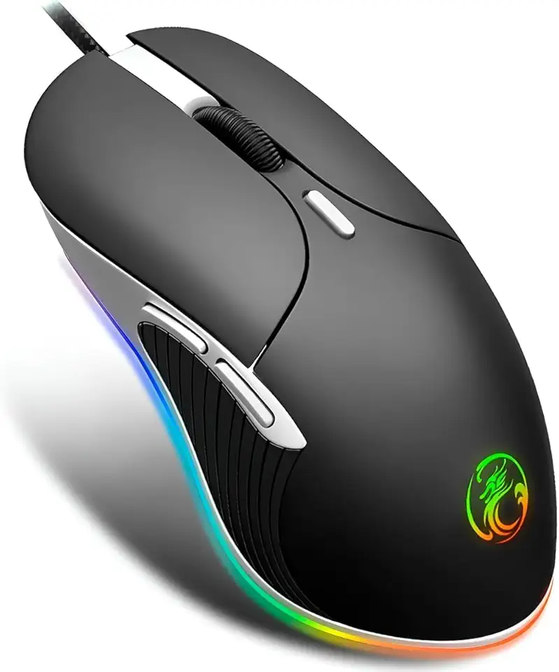 Mouse Gamer Óptico Retroiluminado com DPI Ajustável • 6 Botões Programáveis • Design Retrô Moderno • Alta Precisão USB para PC e Notebook