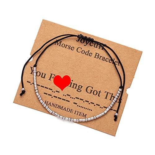 Joycuff Morse Code Bracelets For Women You Got This Funny Inspirational Jewelry Gifts For Women Teen Girls Best Friend Adjustable Silk Beaded Wrap Bracelet #TOP17