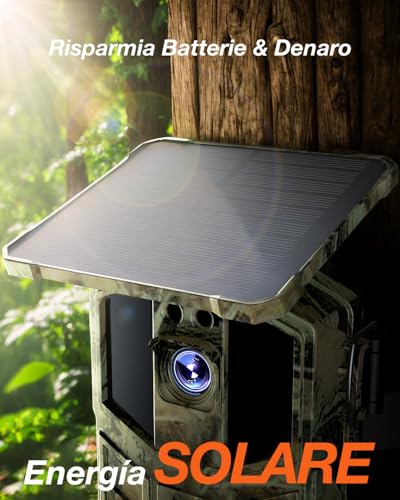 iZEEKER Solare WiFi Fototrappola 4K 64MP con Scheda Micro SD 32GB, Bluetooth Fototrappola con 5200 mAh Batteria, Visione Notturna, 0,1s Tempo di Scatto Attivato dal Movimento per Monitoraggio Fauna - Immagine 1