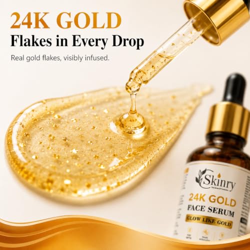 Image of 24K Gold Kumkumadi Face Serum | Anti Aging Brightening Serum with Rosehip Oil, Saffron & Vitamin E | Glow Boosting Face Serum for Women & Men | All Skin Types | 30ml