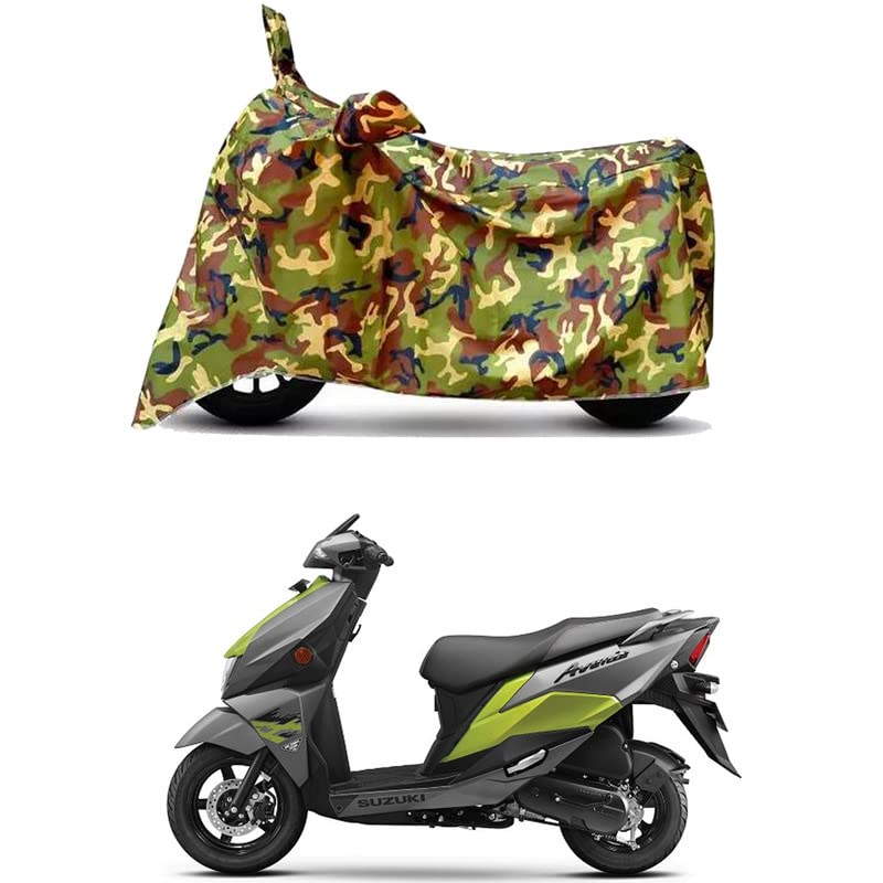 Image of Waterproof 100% PVC Coated Full Bike Scooty Two Wheeler Body Cover Compatible for Suzuki Avenis /UV-Rays /Heat Protection /Birds Dropping /Scratchproof /Dust Proof /All Varient[6X6 Jungle Print]