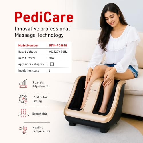 Image of Robotouch PediCare Leg Massager for Pain Relief, Relaxation Powerful Foot, Calf and Leg Massage Machine with Vibration and Heat Therapy Foot Reflexology